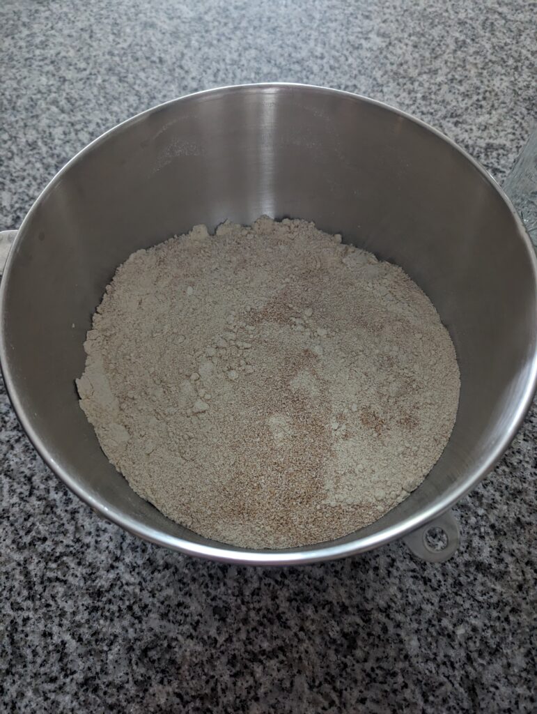 A bowl of fresh flour milled from Einkorn berries.