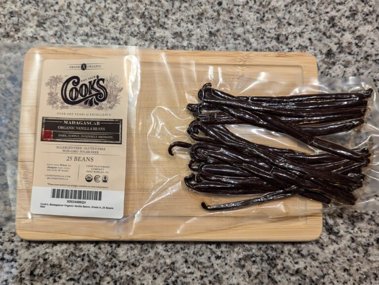 Cook's organic vanilla beans, purchased on Amazon.